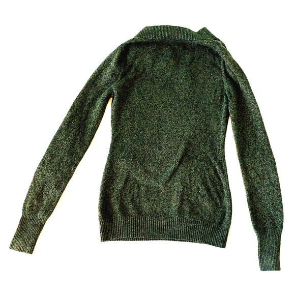 A forest green Express V-neck sweater. - Picture 2 of 2